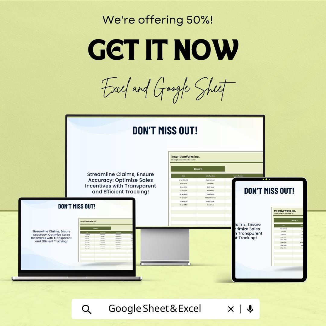 Sales Incentive Claim Log Template | Incentive Tracking Spreadsheet | Commission Claim Tracker | Excel & Google Sheets
