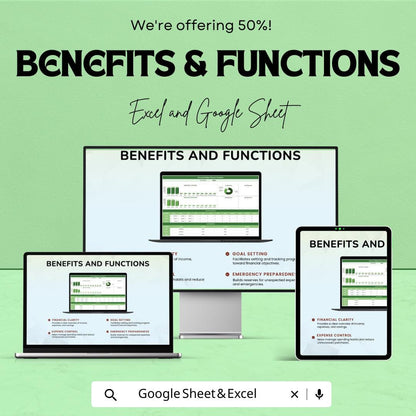 Personal Budget Planner Template | Monthly Expense Tracker | Google Sheets and Excel Finance Spreadsheet | Income & Savings Organizer