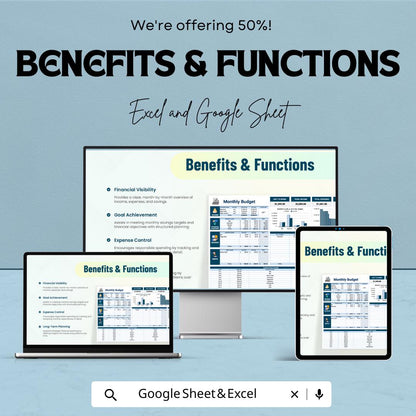 Monthly Budget Templates | Expense Tracker & Income Planner | Excel and Google Sheets Budget Template | Personal Finance Monthly Planner