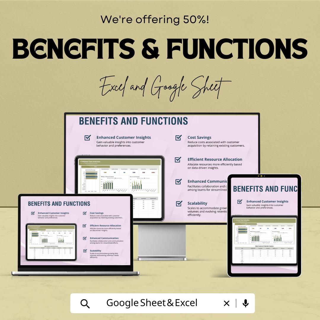 Sales Customer Retention Analysis Template | Excel & Google Sheets Dashboard | Customer Analytics Report | Business Data Tracker | Retention