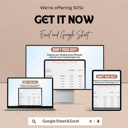 Printable Wedding Budget Worksheet - Excel & Google Sheets, Customizable Wedding Planner, Wedding Cost Tracker, Budget Tracker Template