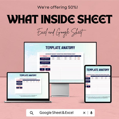 Account Budget Condition Monitoring Sheet Template | Budget Tracker Excel & Google Sheets | Financial Management Dashboard | Budget Planner