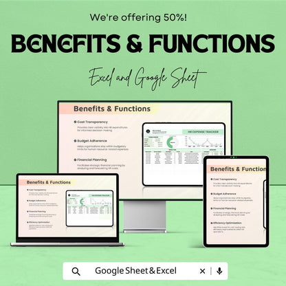 HR Expense Tracker Sheet | Budget Tracker | HR Expense Management | Excel & Google Sheet | HR Budget Planning Tool | Financial Tracker