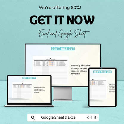 Operations Support Request Log Template | Request Tracking Spreadsheet | IT Help Desk Ticket Log | Workflow Management Template |
