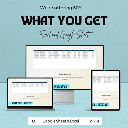 Project Operation Template, Project Management Excel Sheet, Operations Tracker, Google Sheets Project Planner, Task Timeline Dashboard