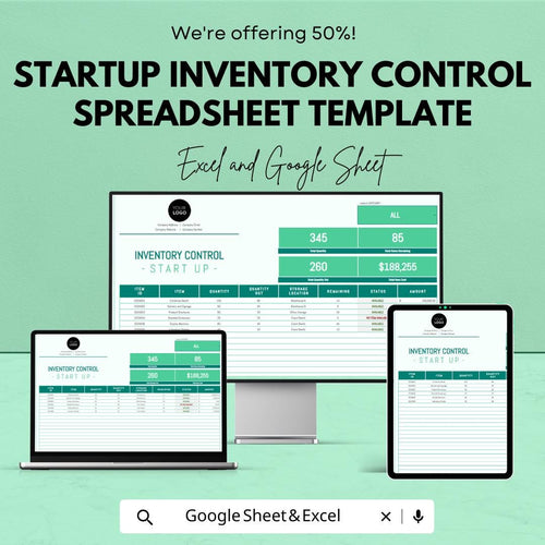 Startup Inventory Control Spreadsheet Template | Inventory Management System | Excel & Google Sheets