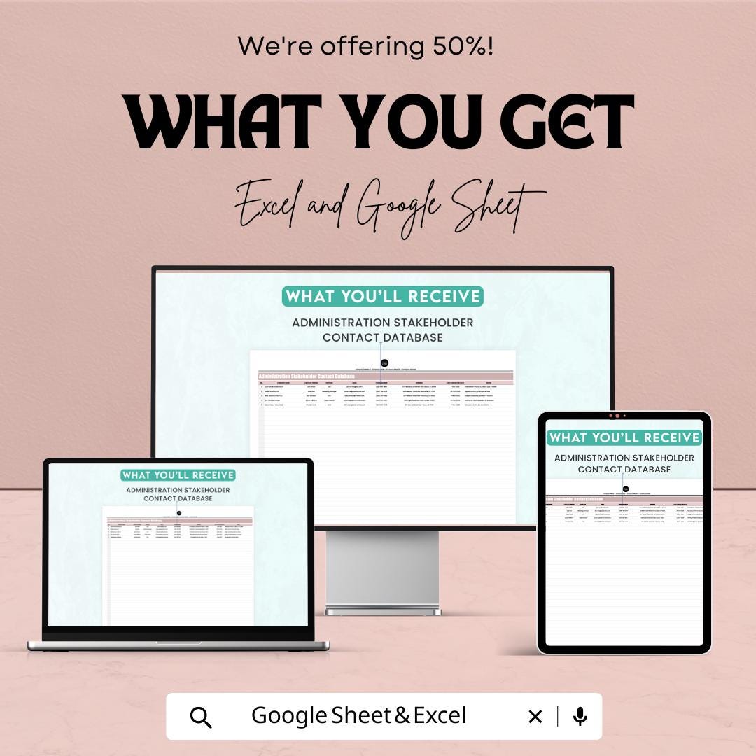Administration Stakeholder Contact Database Sheet – Excel & Google Sheets Template for Organizing Contacts