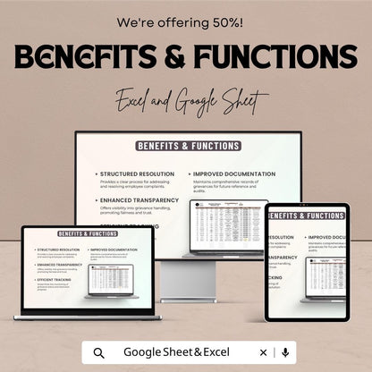 Operations Employee Grievance Log Template | HR Complaint Tracker Spreadsheet | Employee Issue Management Log | Excel & Google Sheets |