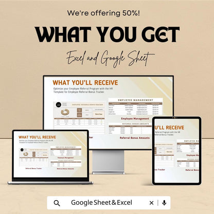 Employee Referral Bonus Tracker HR Template | Excel & Google Sheets | Employee Referral Program Tracker | Hiring Bonus Tracking Tool