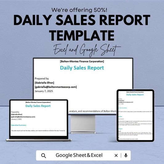 Daily Sales Report Template | Excel & Google Sheets | Business Sales Tracker | Printable Sales Log | Store Sales Summary Spreadsheet