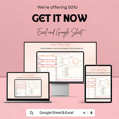 Cute Aesthetic Budget Template | Monthly Budget Spreadsheet | Excel & Google Sheets Budget Planner | Expense Tracker