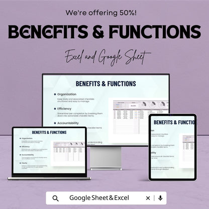 Task and Checklist Sheet - Organize Your Work Efficiently - Google Sheet Template - Task Tracker with Progress Monitor - Task Management