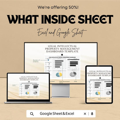 Legal Intellectual Property Management Dashboard Template, IP Portfolio Tracker, Patent & Trademark Dashboard