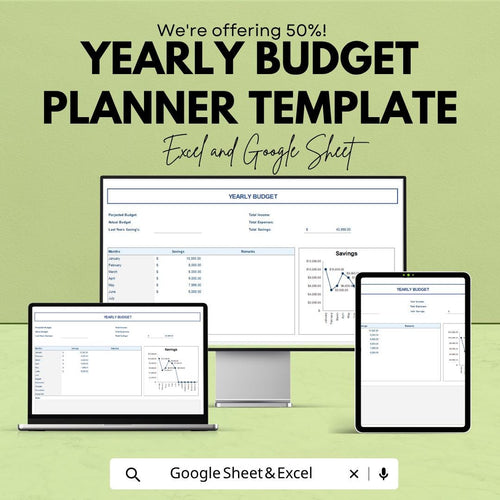 Yearly Budget Planner Template Excel Google Sheets | Annual Budget Spreadsheet | Personal Finance Tracker | Household Budget Planner |