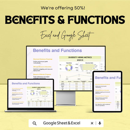 Diversity Hiring Metrics HR Template | Excel & Google Sheets DEI Dashboard | Recruitment Diversity Tracking Spreadsheet