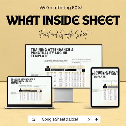 Training Attendance & Punctuality Log HR Sheet | Excel and Google Sheets | Staff Tracker | Employee Record | Attendance Form Template