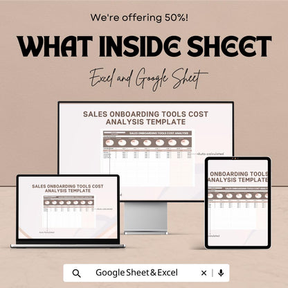 Sales Onboarding Tools Cost Analysis Template | Excel & Google Sheets | Sales Budget Planner | ROI Cost Tracking Spreadsheet