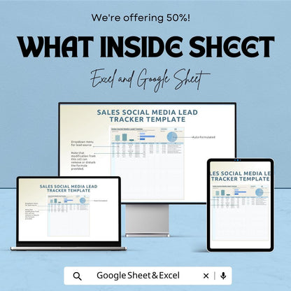 Sales Social Media Lead Tracker Template | Excel & Google Sheets | Lead Management Tracker | Social Media Lead Log | Lead Source Tracker |