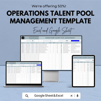 Operations Talent Pool Management Template | Excel and Google Sheets | Recruitment Tracking & Workforce Planning Tool