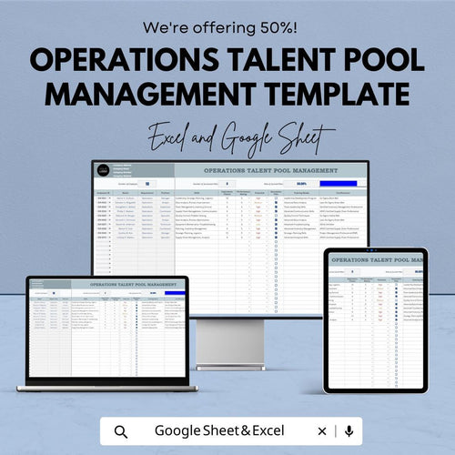 Operations Talent Pool Management Template | Excel and Google Sheets | Recruitment Tracking & Workforce Planning Tool