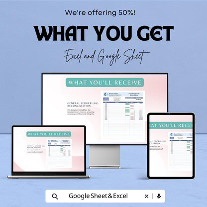 General Ledger (GL) Reconciliation Template | Excel & Google Sheets | Financial Statement Reconciliation Tool | Accounting Spreadsheet