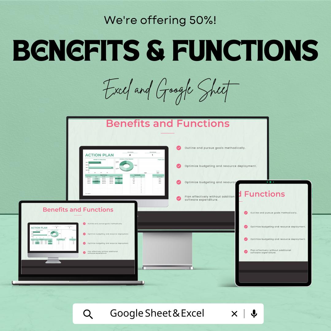 Action Plan Template | Google Sheets & Excel | Project Planning Spreadsheet | Task Management | Goal Planner | Business Project Tracker