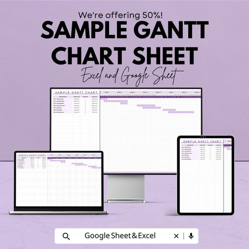 Sample Gantt Chart Template - Excel & Google Sheets - Project Management Tool - Customizable Task Planner - Visual Project Tracker