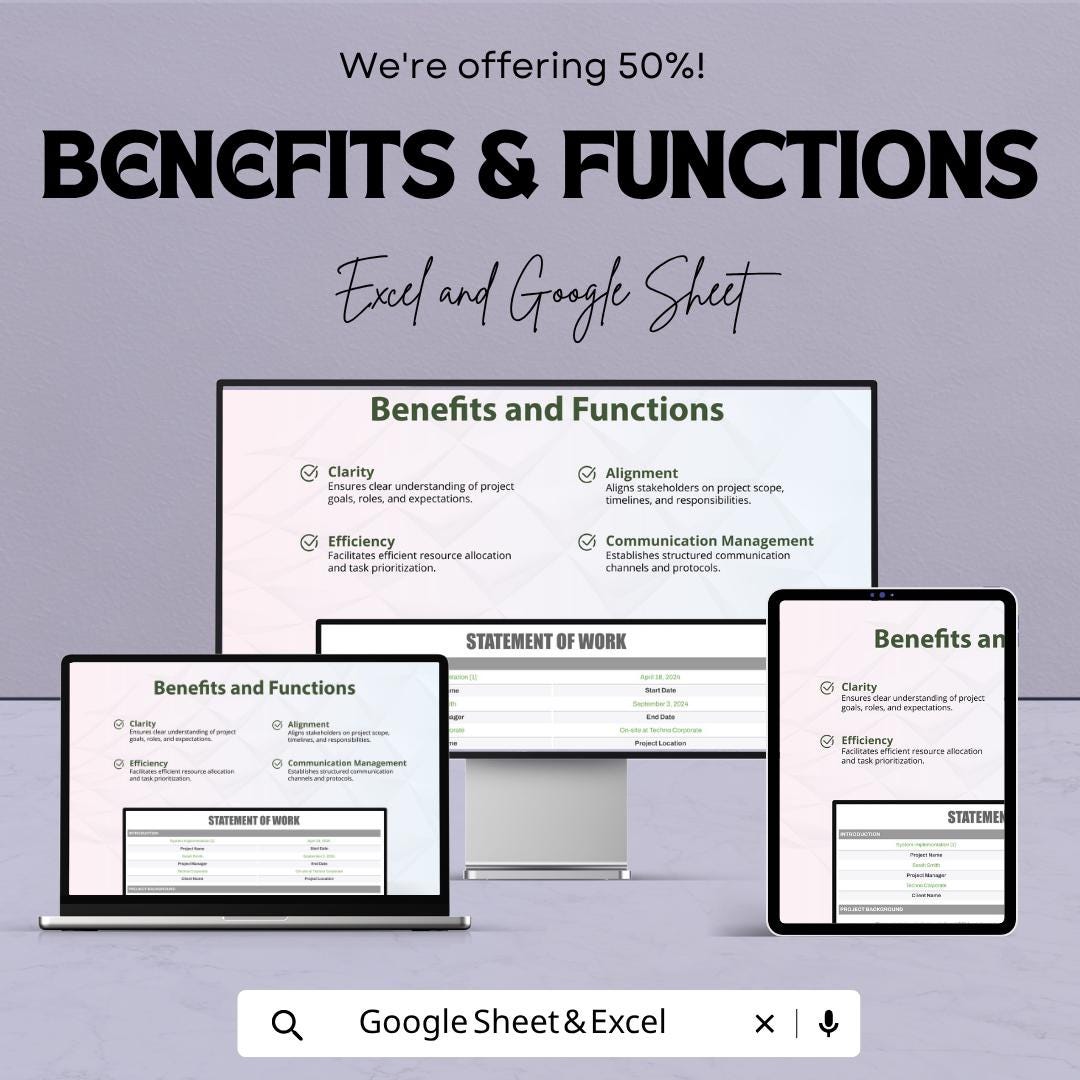 Statement of Work Template | Manager SOW Template | Project Scope Document | Business Agreement Template | Work Scope Sheet