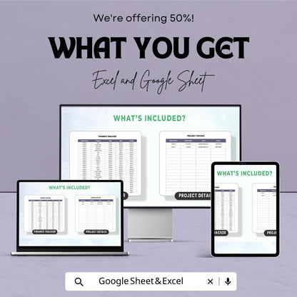 Finance Project Template | Project Budget Planner | Cost Forecasting Spreadsheet | Expense Tracking Sheet