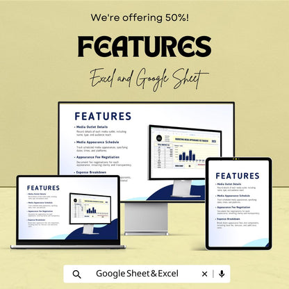 Marketing Media Appearance Fee Tracker Template | Media Engagement Log | Monthly Fee Tracker