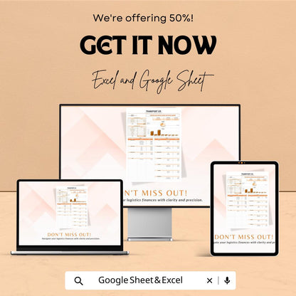 Transport and Logistics Revenue and Expense Tracking Sheet | Excel & Google Sheet Template | Financial Management for Transport Companies