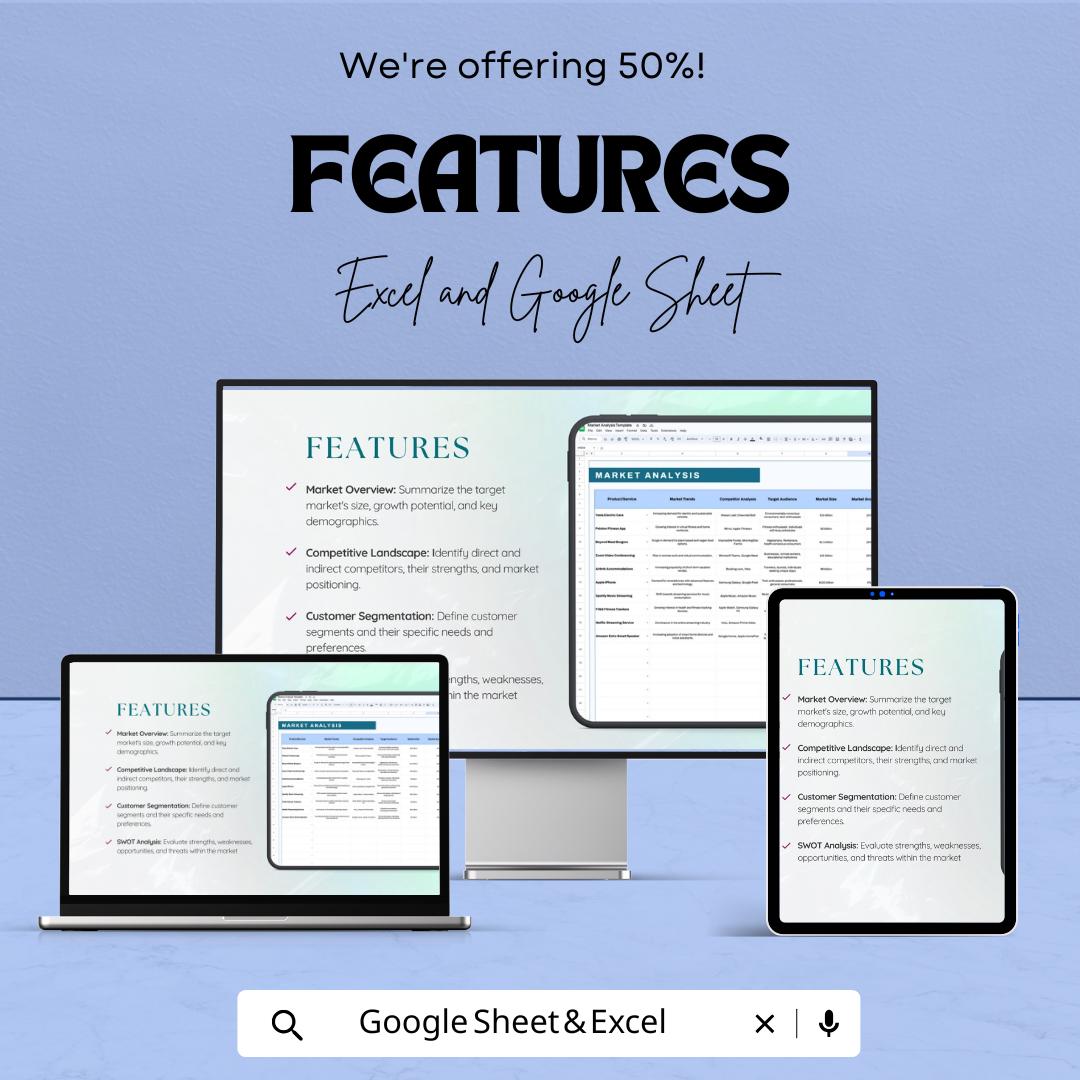 Market Analysis Sheet - Excel & Google Sheet Template for Business Insights and Strategy Planning