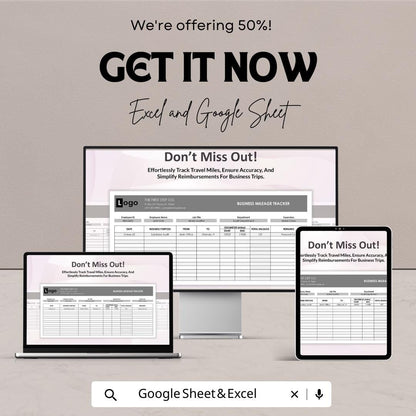 Employee Mileage Tracker Template Excel Google Sheets, Business Mileage Log Spreadsheet, Mileage Reimbursement Tracker, Travel Log Book