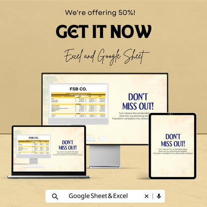 Financial Projection Template | Business Financial Plan Spreadsheet | Excel and Google Sheets Forecast Tool | Budget Planner Template