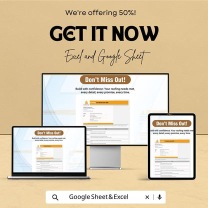 Roofing Construction Bid Template | Roofing Estimate Spreadsheet | Contractor Proposal Template | Roofing Project Quote |