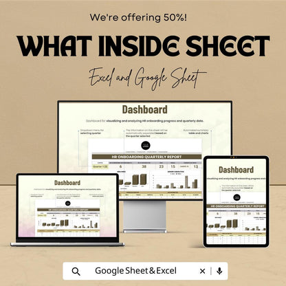 HR Onboarding Quarterly Report Template | Employee Onboarding Dashboard | HR Analytics Spreadsheet | Excel & Google Sheets