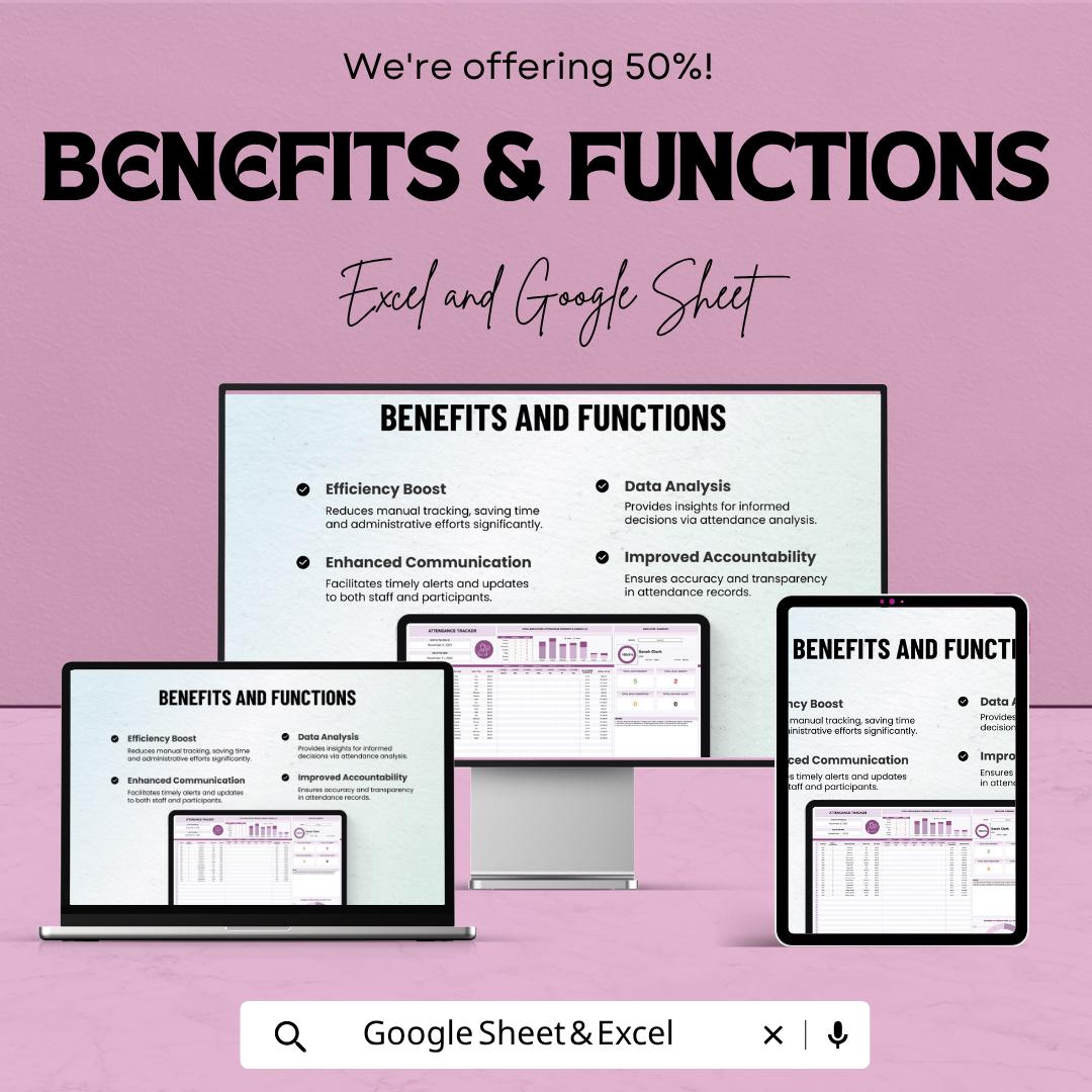 Attendance Tracker Excel Template | Employee Attendance Sheet | Staff Attendance Tracker | Google Sheets Attendance Log
