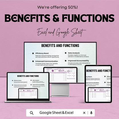 Attendance Tracker Excel Template | Employee Attendance Sheet | Staff Attendance Tracker | Google Sheets Attendance Log