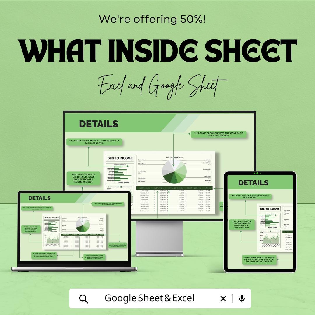 Debt to Income Template Excel & Google Sheets | DTI Calculator | Loan Ratio Spreadsheet | Personal Finance Tracker