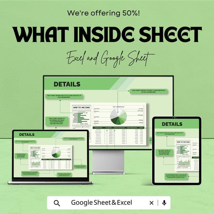 Debt to Income Template Excel & Google Sheets | DTI Calculator | Loan Ratio Spreadsheet | Personal Finance Tracker