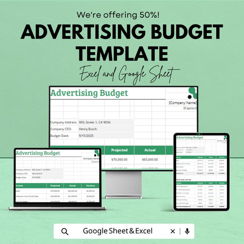 Advertising Budget Template | Marketing Budget Spreadsheet | Ad Spend Tracker | Excel & Google Sheets