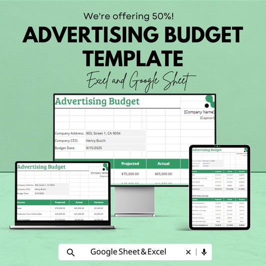 Advertising Budget Template | Marketing Budget Spreadsheet | Ad Spend Tracker | Excel & Google Sheets