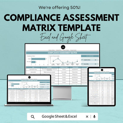 Compliance Assessment Matrix Template | Risk Assessment Tool | Audit Checklist | Regulatory Compliance Tracker
