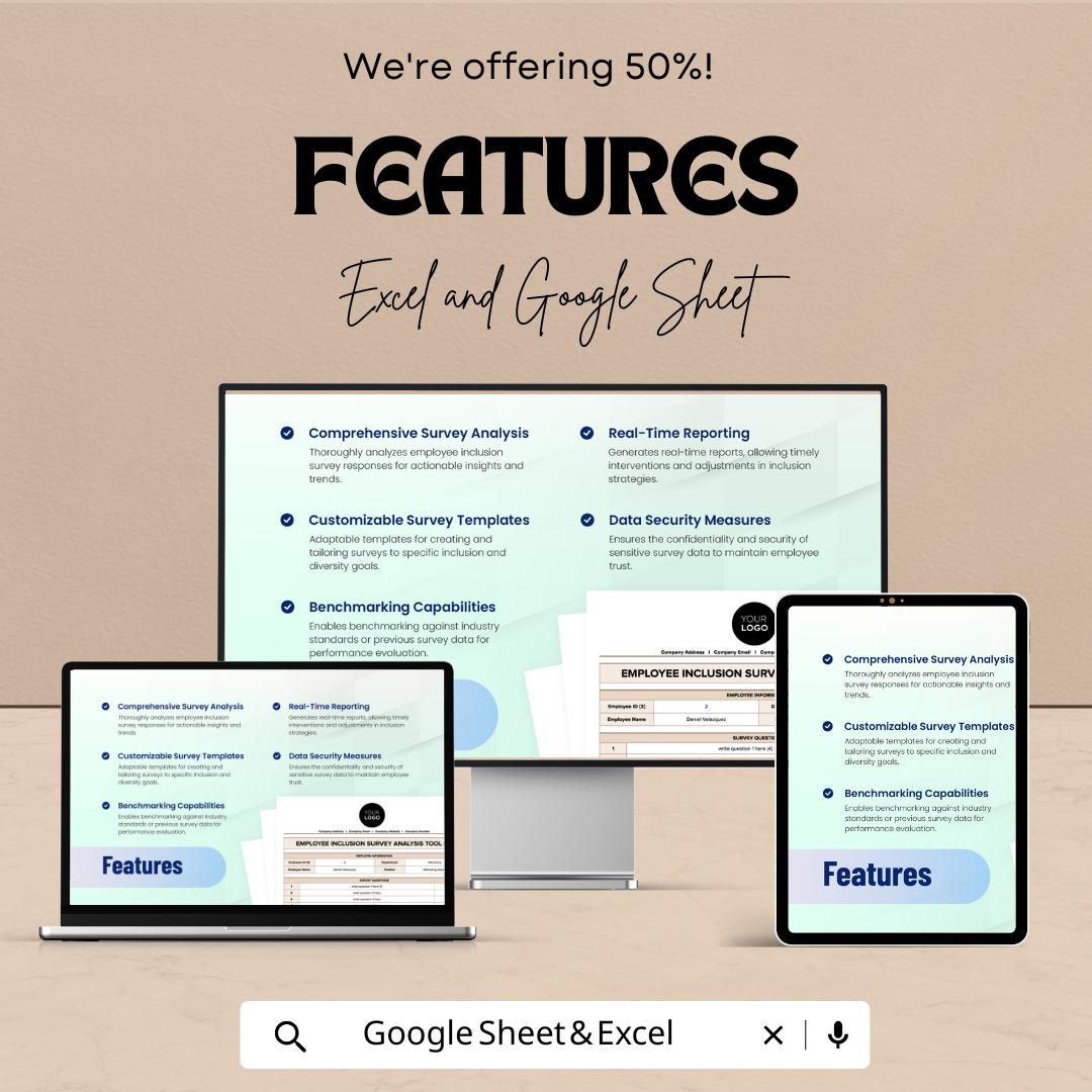 Employee Inclusion Survey Analysis Tool HR | Google Sheet Template | Track Employee Feedback & Diversity | HR Tool for Employee Inclusion