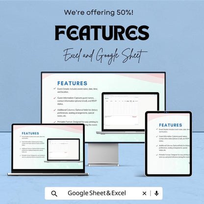 Simple Guest List Sheet - Excel and Google Sheets Template for Event Planning, Guest Tracking & RSVP Management