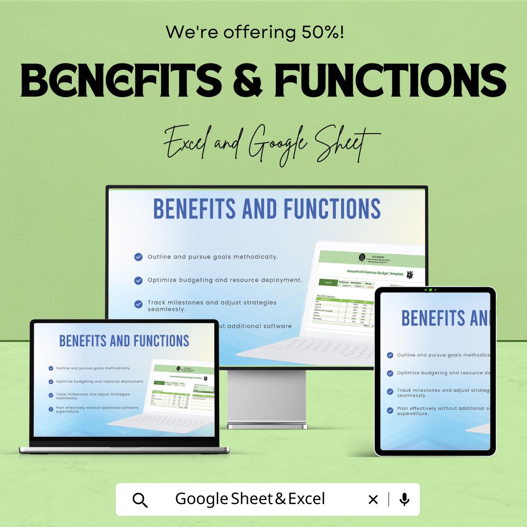 Household Expense Budget Sheet | Excel & Google Sheets | Budget Planner Template | Monthly Expense Tracker | Household Finance Management