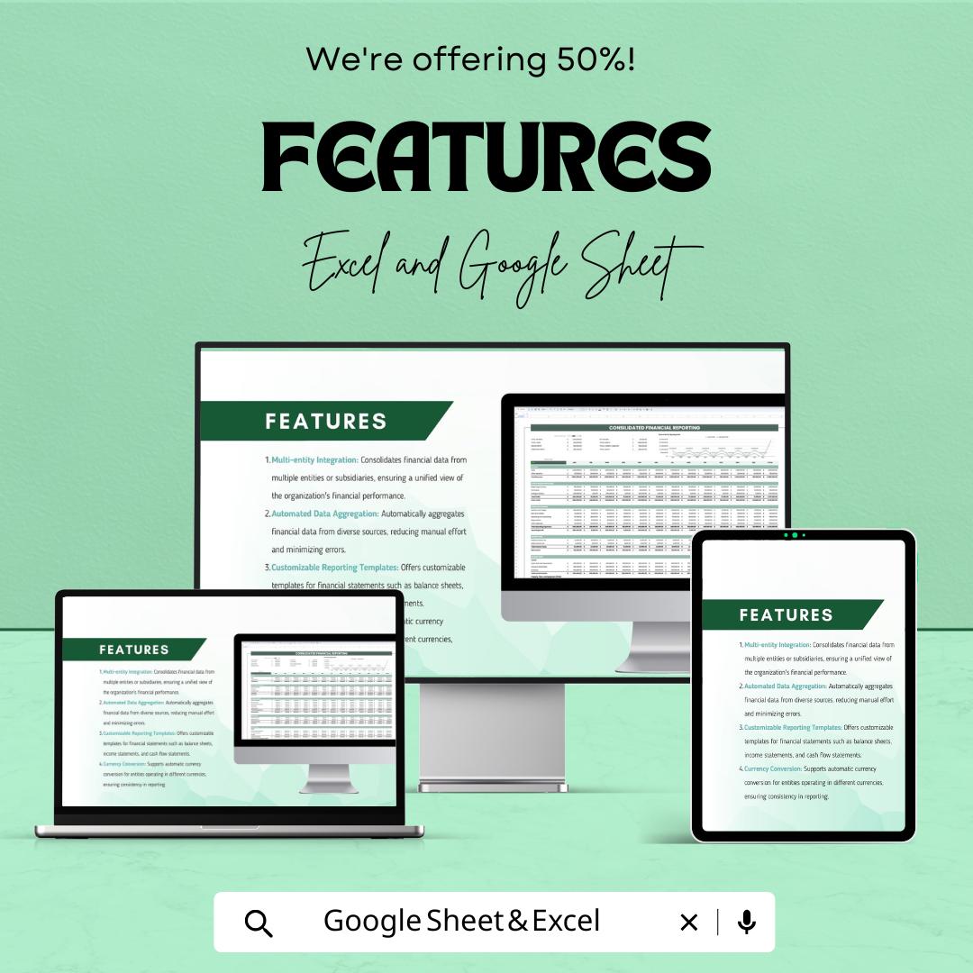 Consolidated Financial Reporting Template | Excel & Google Sheets | Financial Statement Dashboard | Multi-Entity Finance Spreadsheet