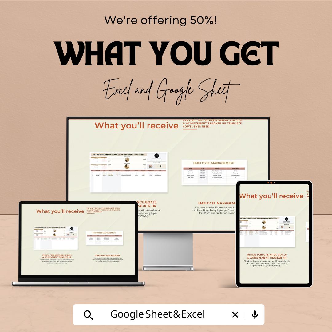 Initial Performance Goals & Achievement Tracker HR Template | Employee Goal Setting Spreadsheet | HR Tracker | Staff Progress Planner