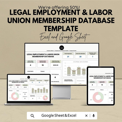 Union Membership Database, Employee Union Tracker, HR Membership Spreadsheet, Labor Union Log, Member Management Template,