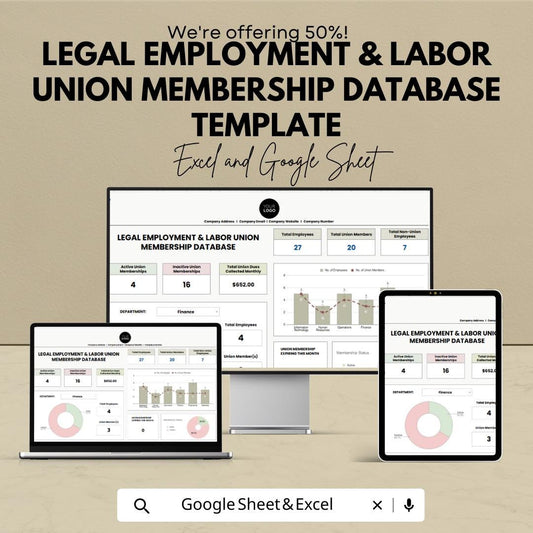 Union Membership Database, Employee Union Tracker, HR Membership Spreadsheet, Labor Union Log, Member Management Template,